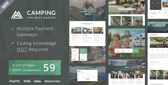 Camping Village – Campground Caravan Hiking Tent Accommodation WordPress Theme